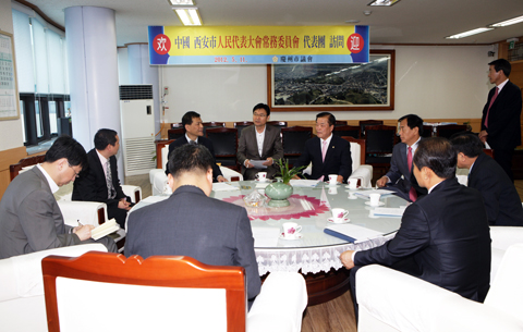 중국시안시인민대표회의상무위원회대표단의장실내방