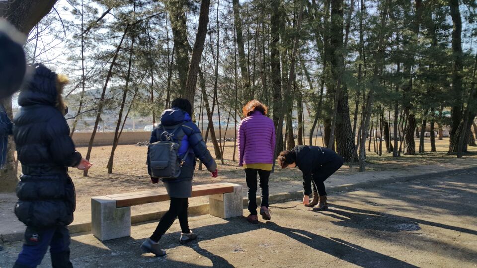 태종무열왕릉 앞의 쓰레기 줍기